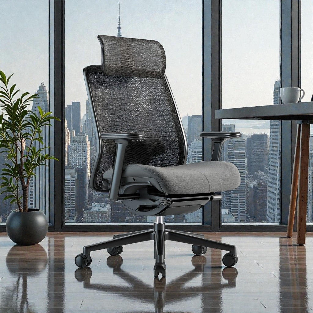 Zero-Gravity Ergonomic Office Chair with Retractable Footrest